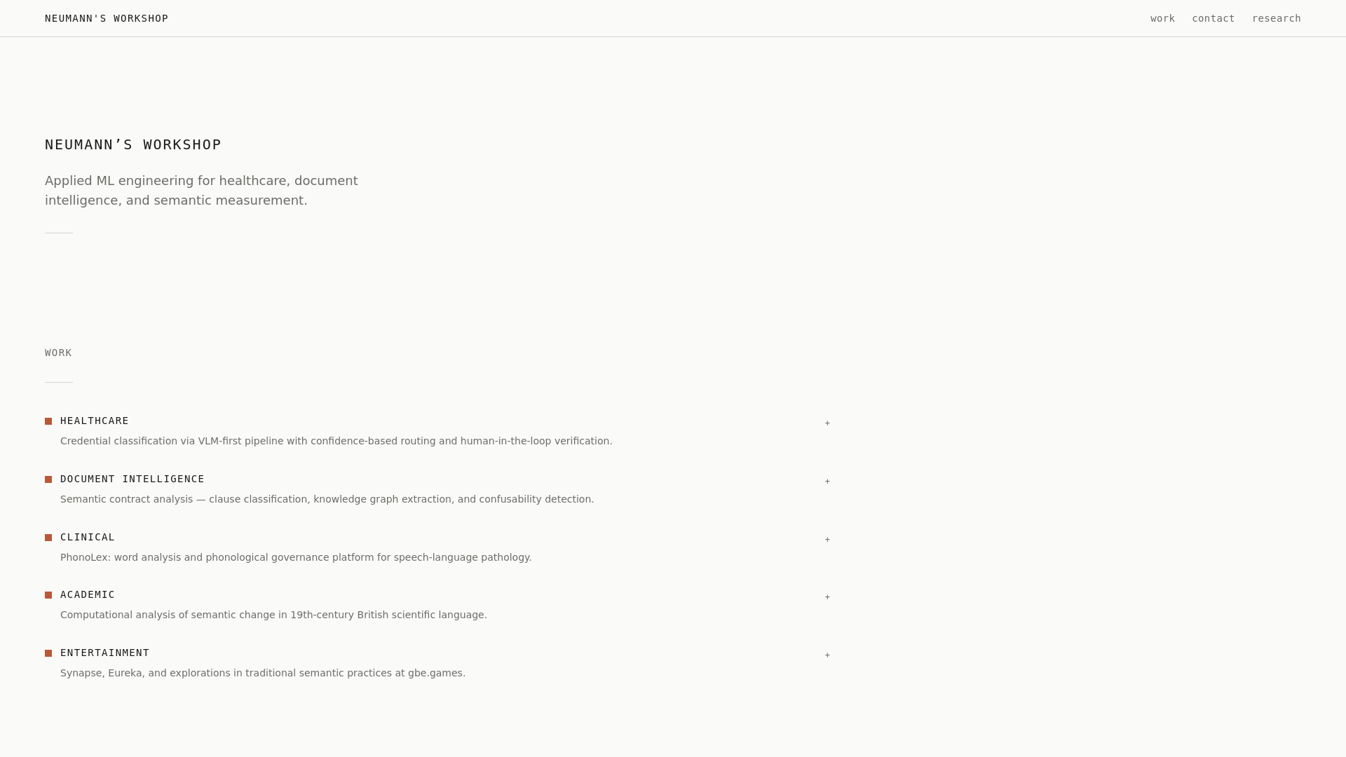 website screenshot of https://neumanns-workshop.pages.dev/
