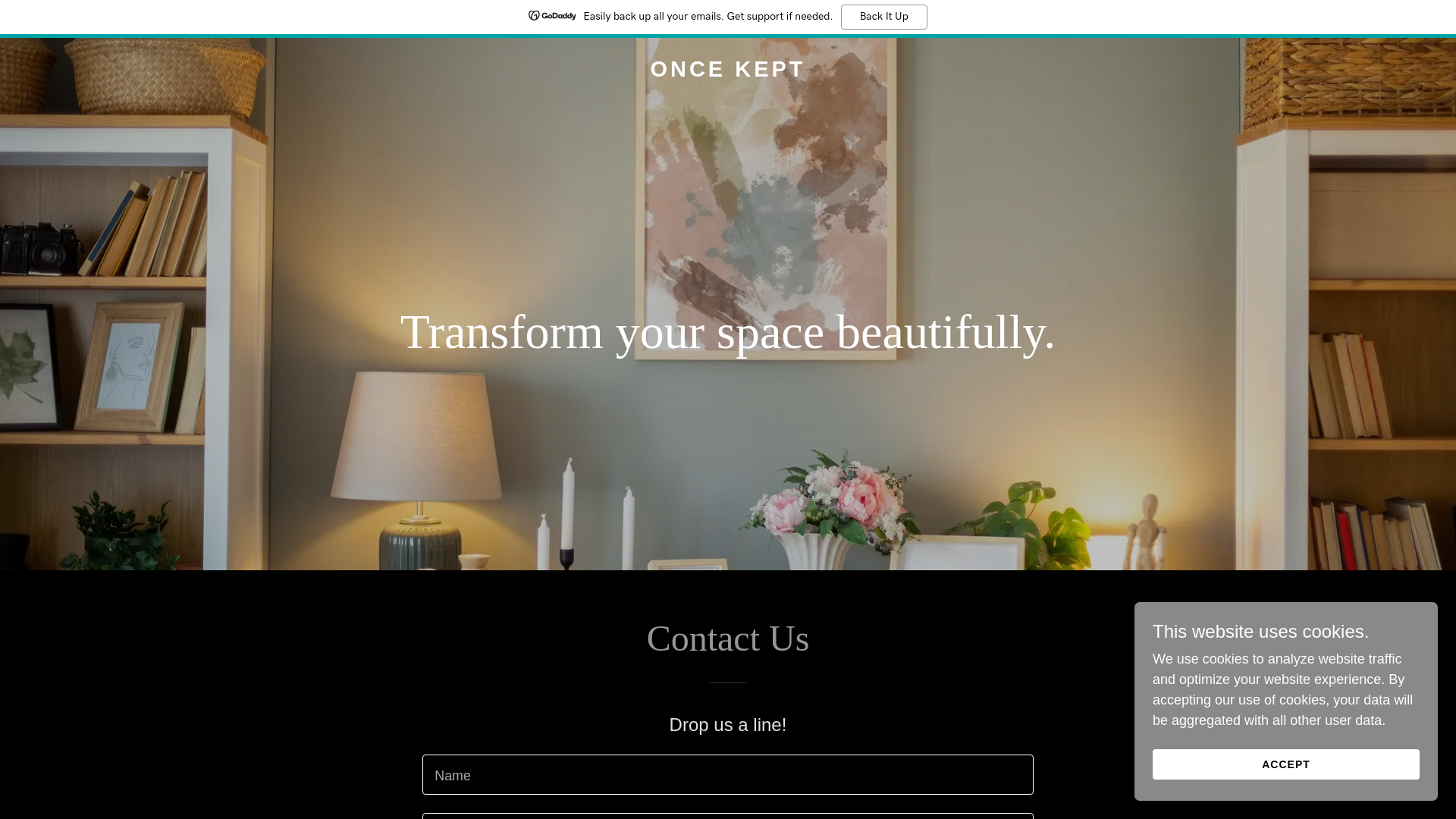 website screenshot of https://oncekept.co/