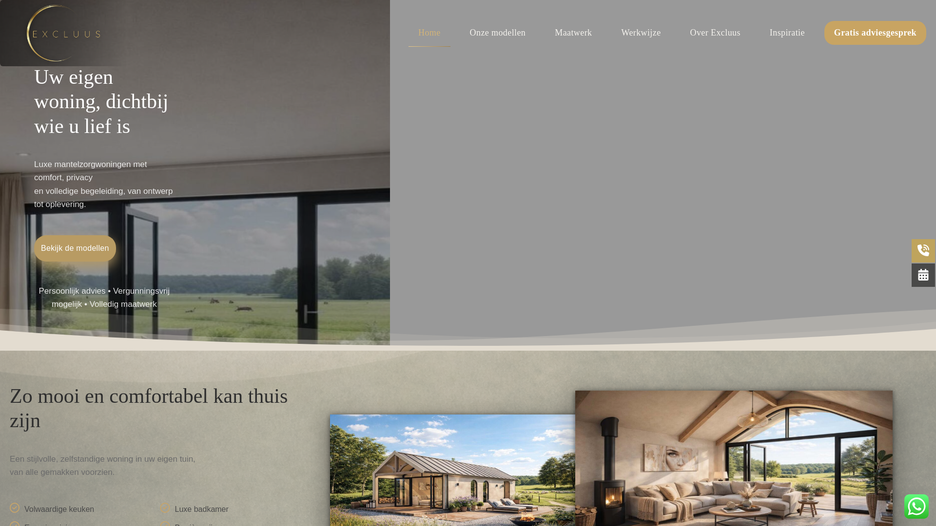 website screenshot of https://excluusmantelzorgwoning.nl