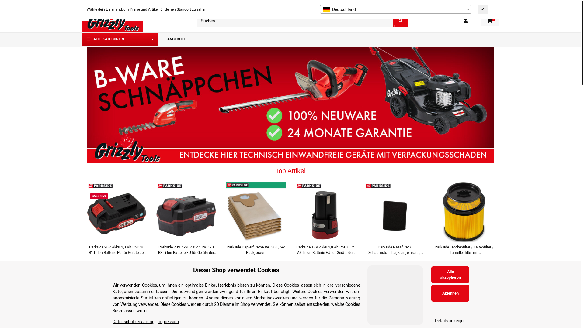 website screenshot of https://grizzlytools.shop/