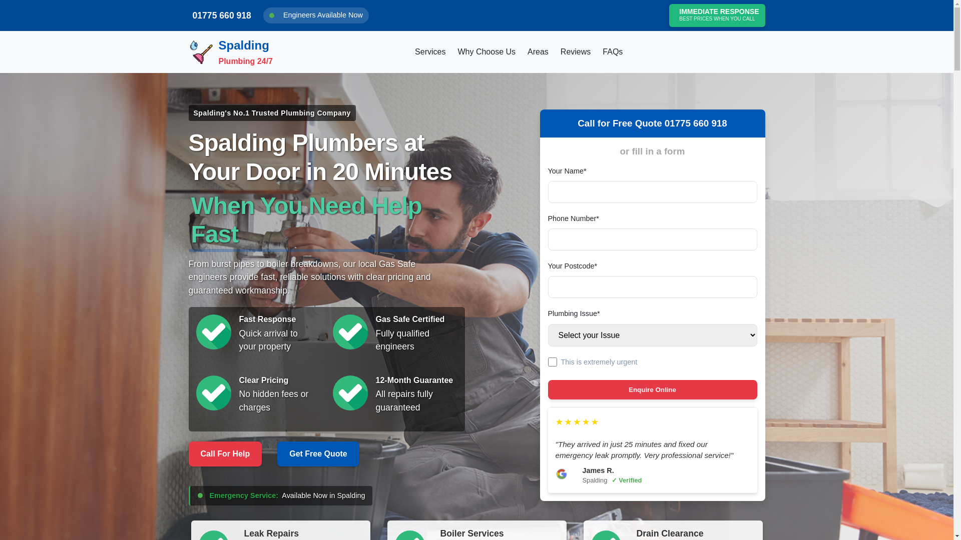 website screenshot of https://spaldingemergencyplumbing.co.uk/