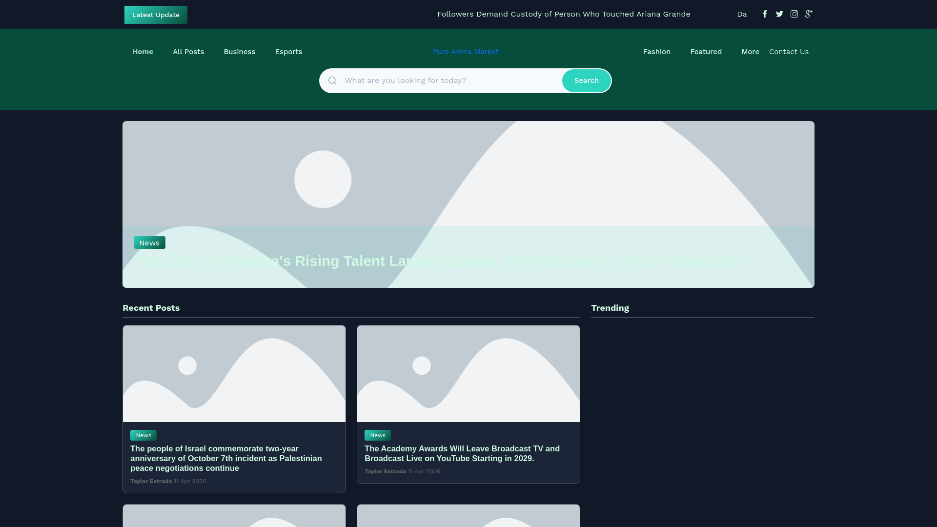 website screenshot of https://purearenamarket.nl
