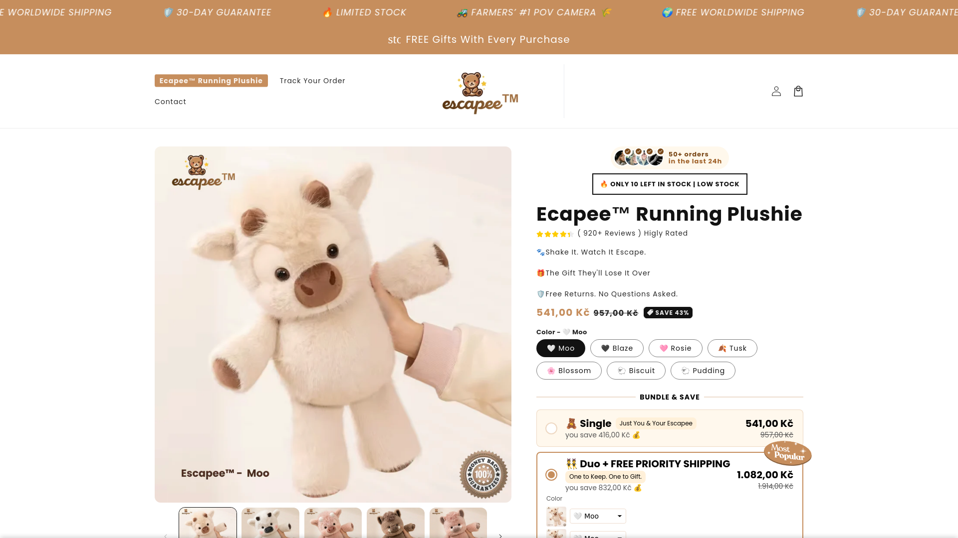 website screenshot of https://escapee.store