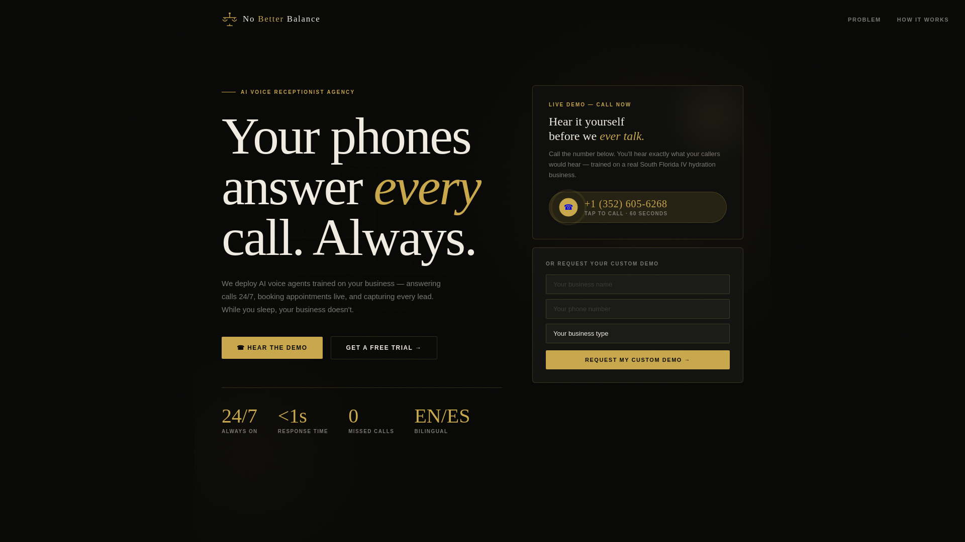 website screenshot of https://nobetterbalance.ai