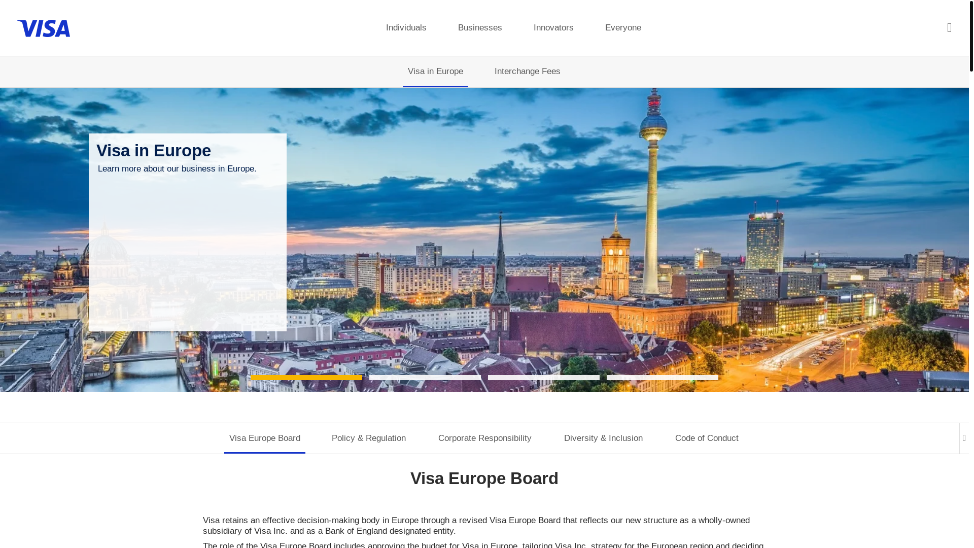website screenshot of https://visa.com/