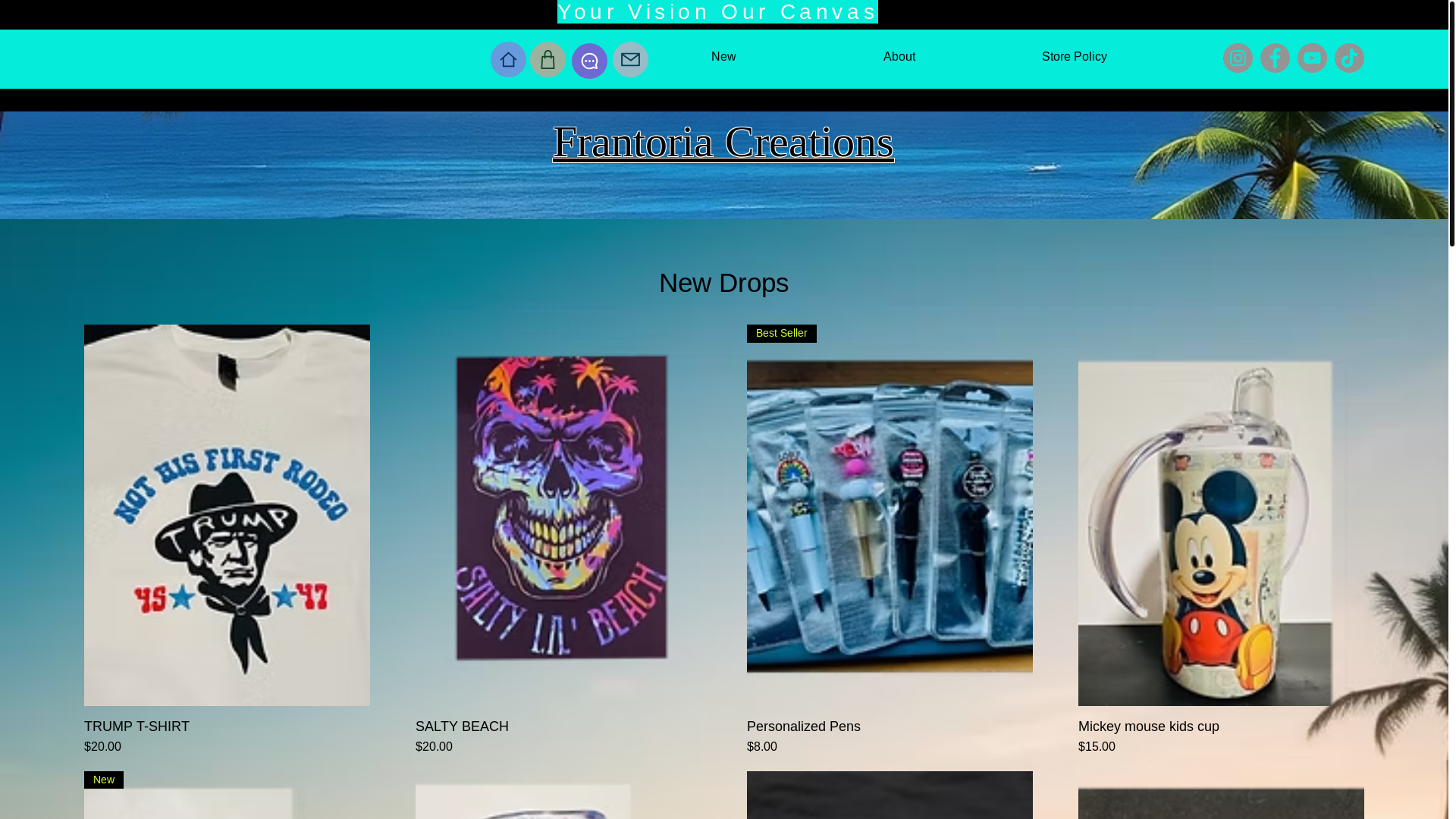 website screenshot of https://frantoriacreations.com/