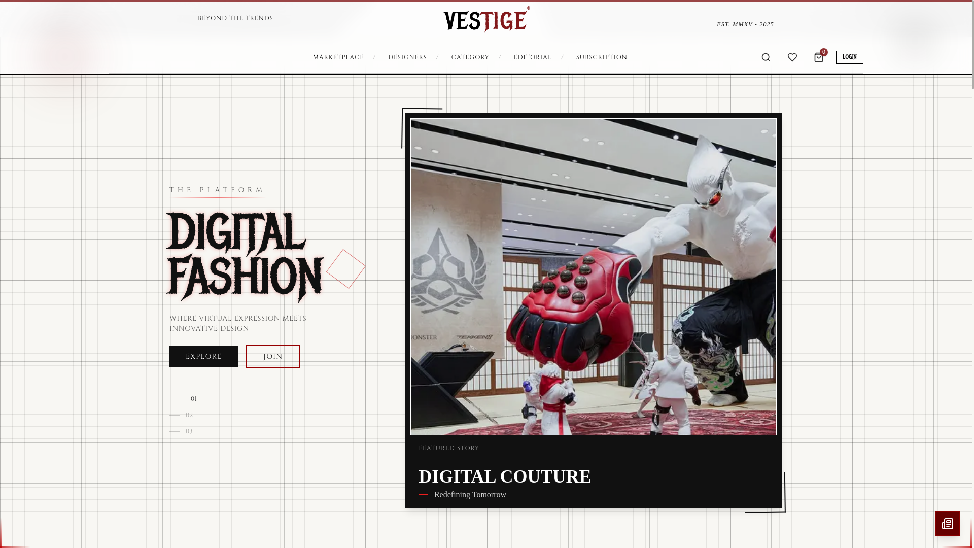 website screenshot of https://vestigehouse.asia/