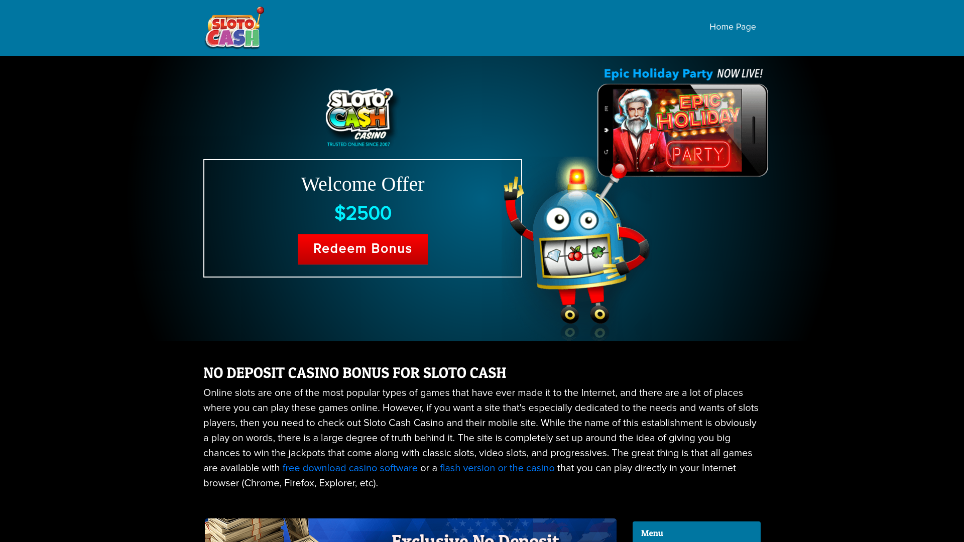 website screenshot of https://sloto-cash.com