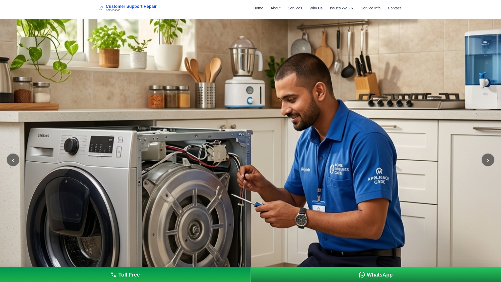 website screenshot of https://customer-repair-ahmedabad.in/