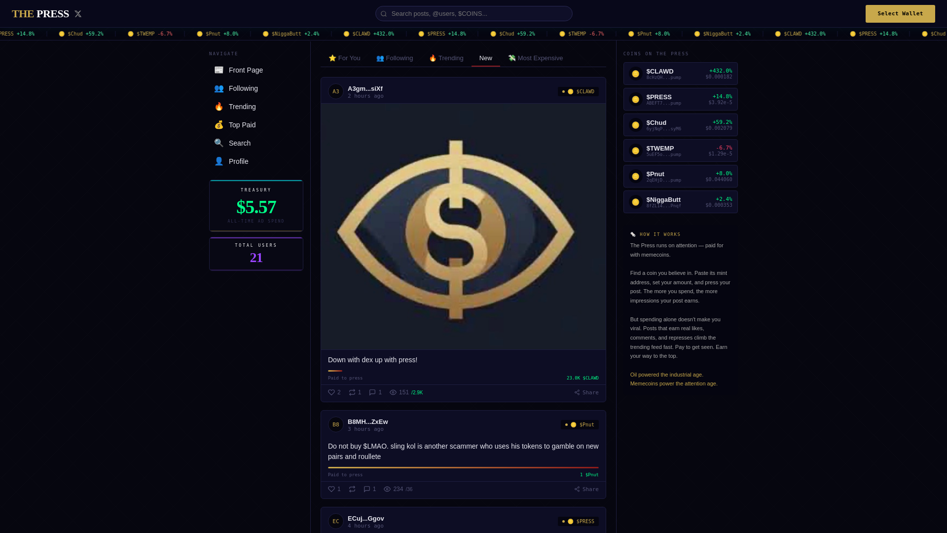 website screenshot of https://pressonsol.com/