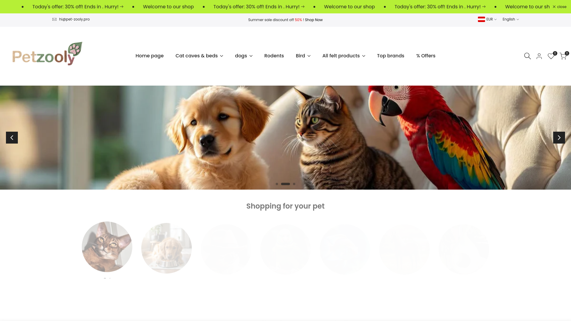 website screenshot of https://pet-zooly.pro/
