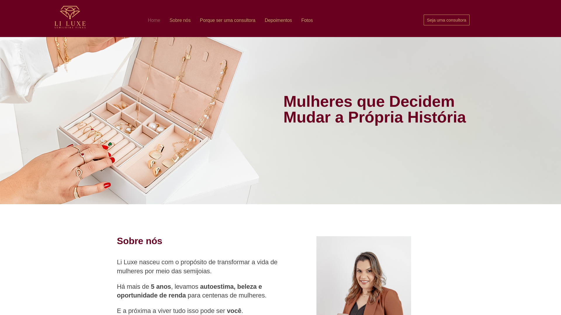 website screenshot of https://liluxesemijoias.com.br/
