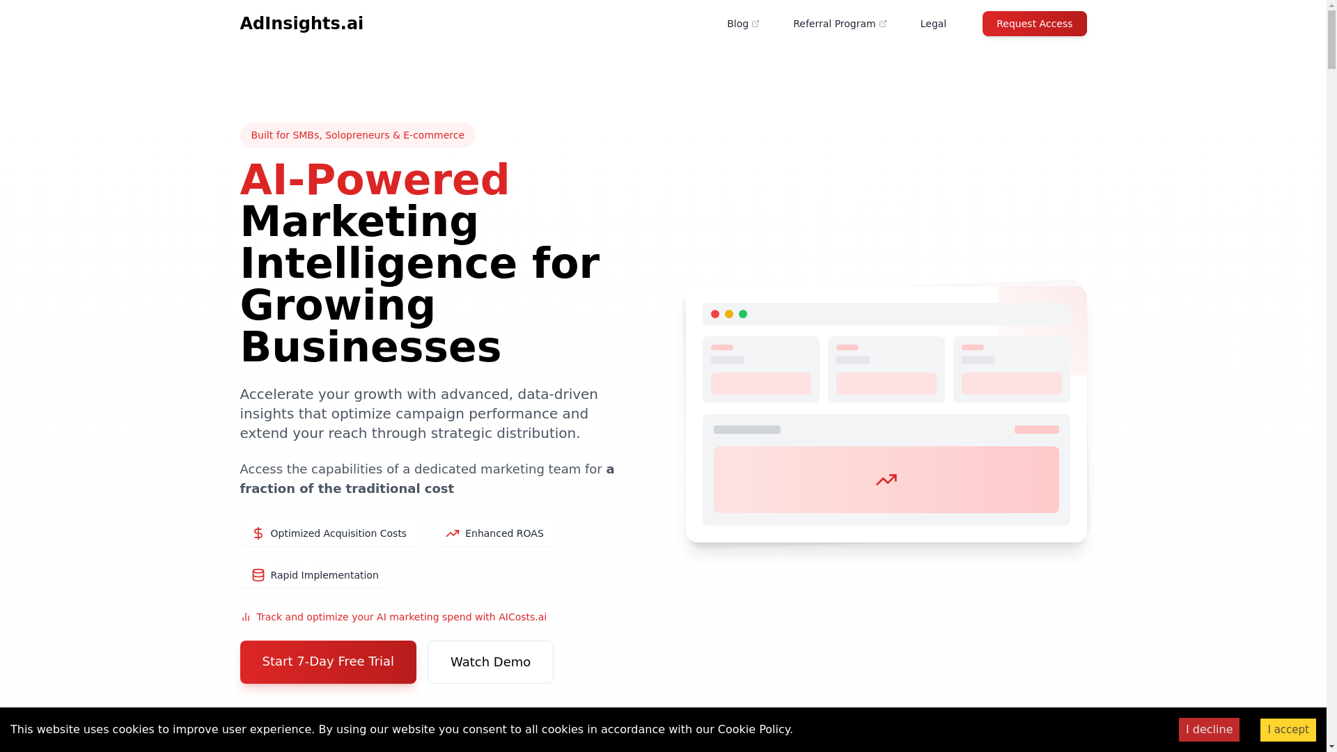 website screenshot of https://adinsights-ai-landing.pages.dev/
