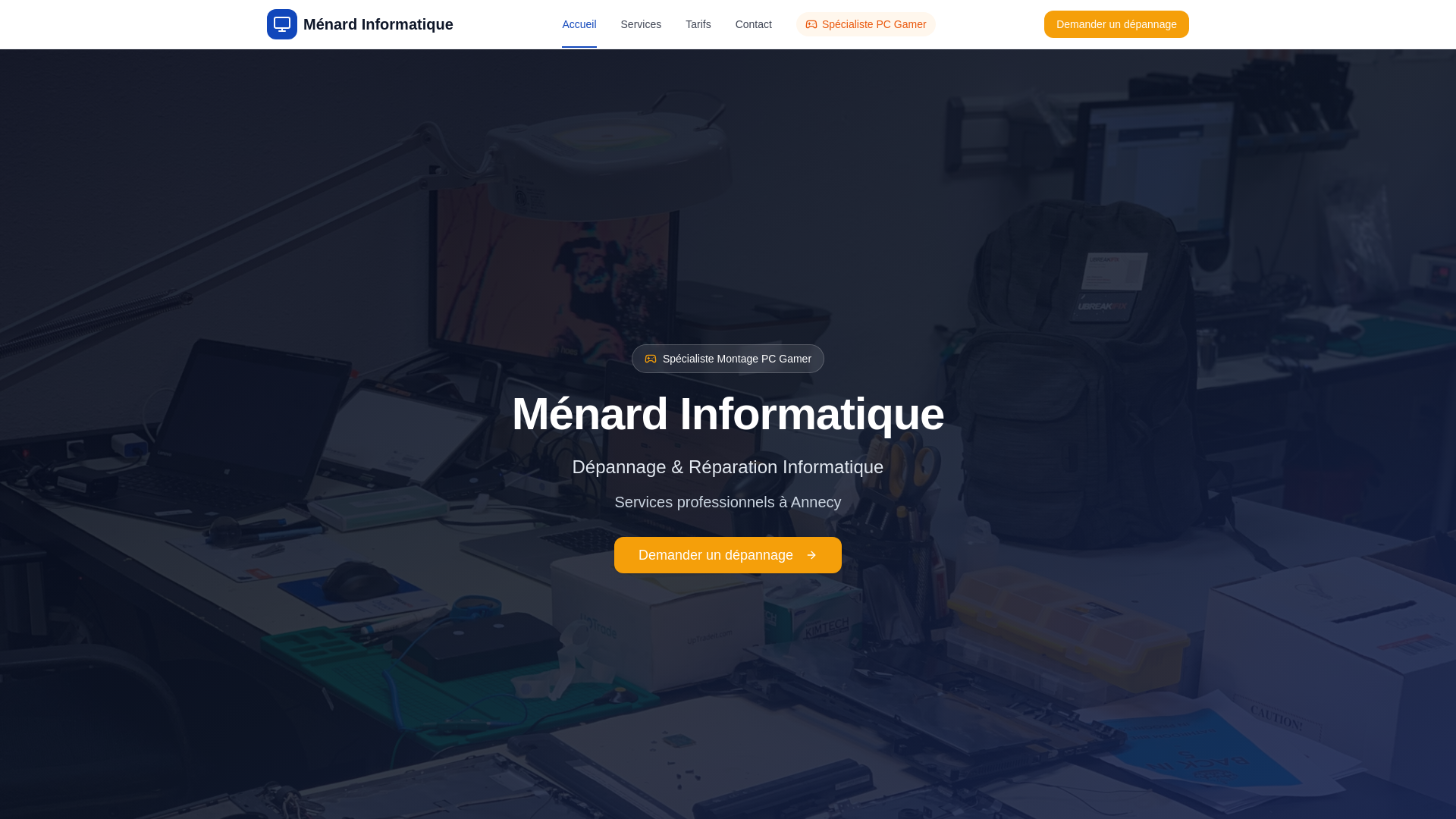 website screenshot of https://menard-informatique.fr/