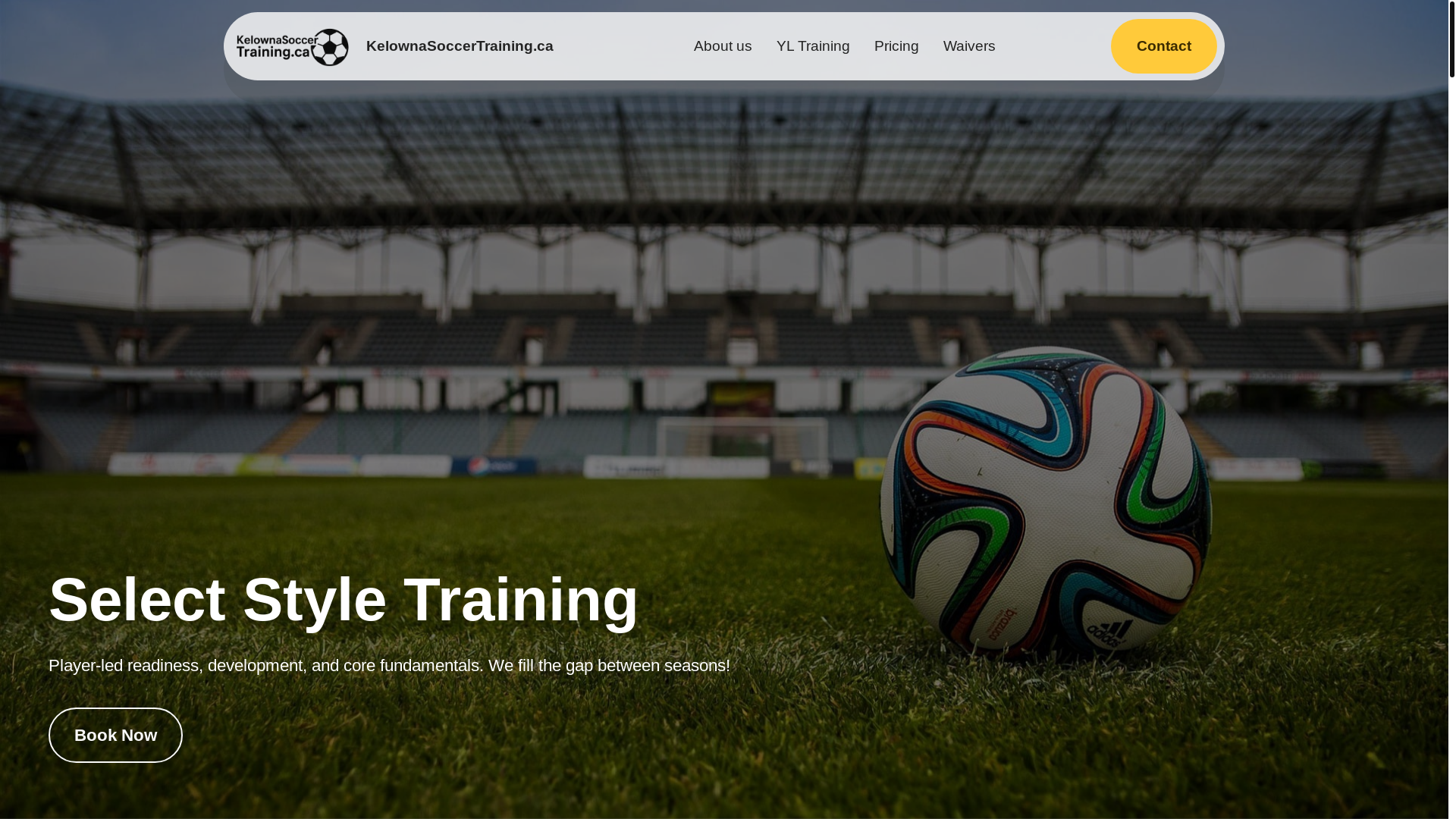 website screenshot of https://kelownasoccertraining.ca/