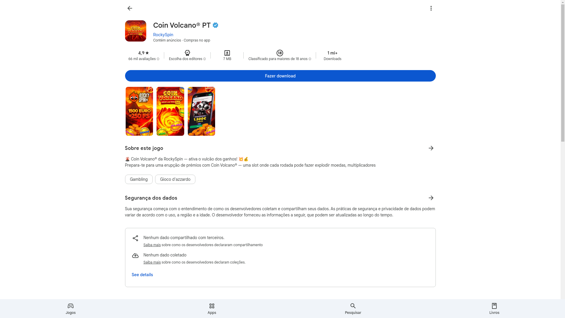 website screenshot of https://coinvolcano.bar/