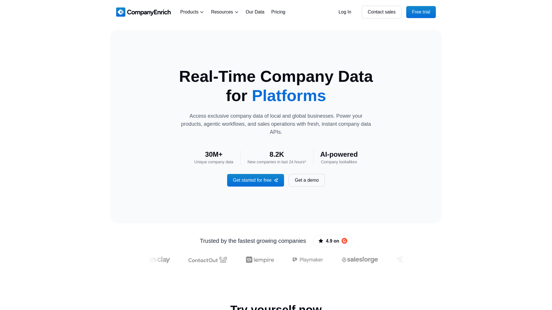 website screenshot of https://companyenrich-landing.pages.dev/