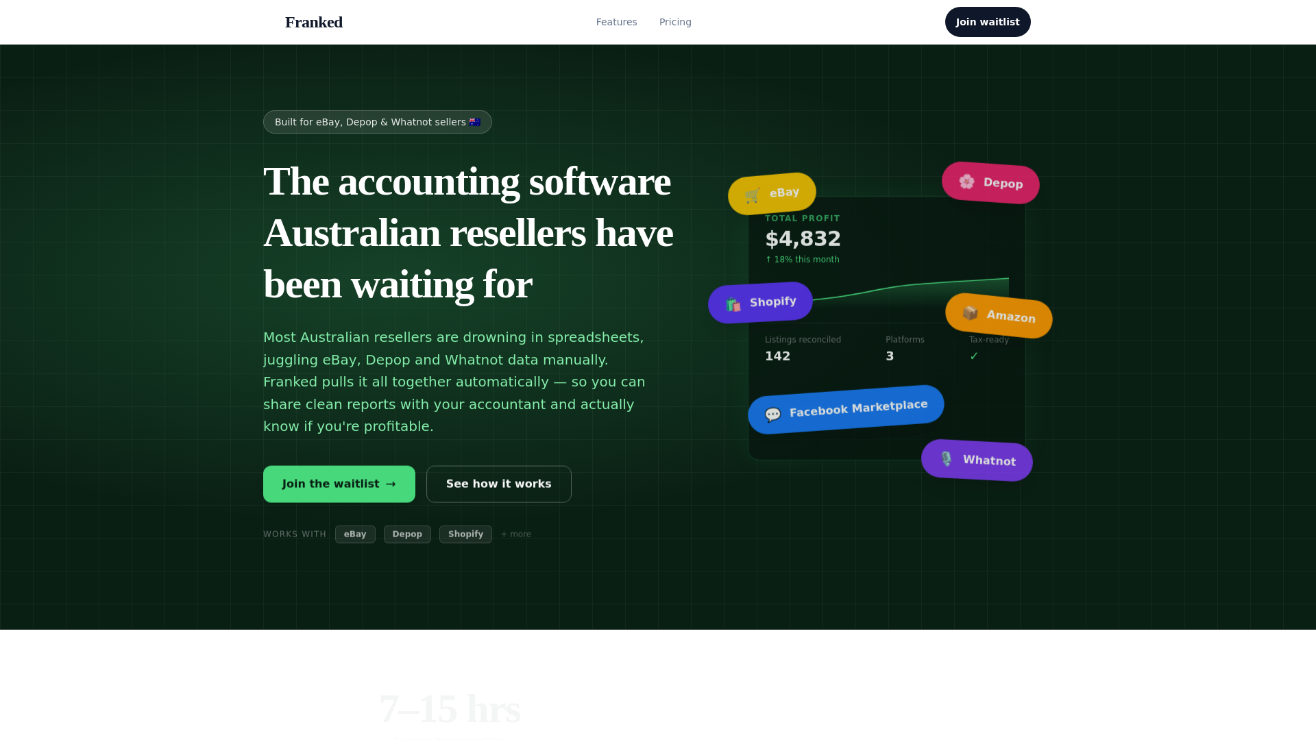 website screenshot of https://getfranked.app/