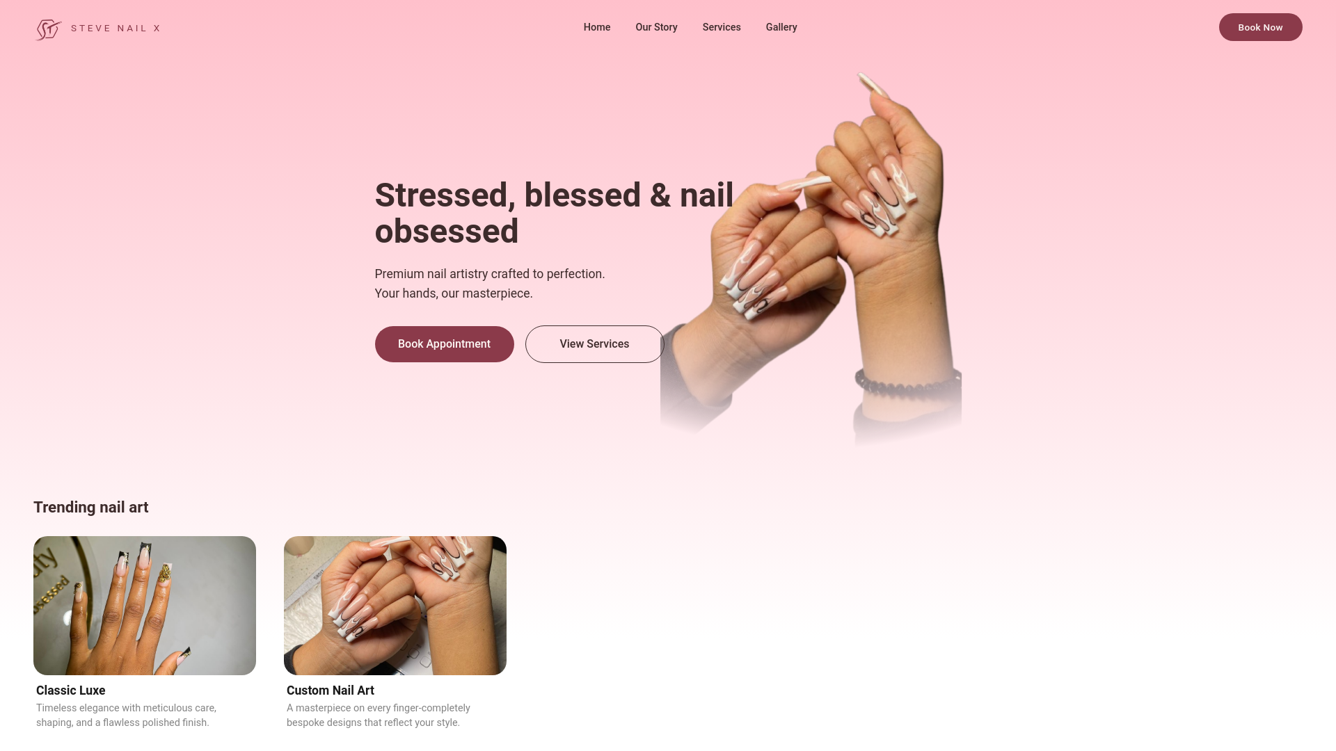 website screenshot of https://stevenailx.com