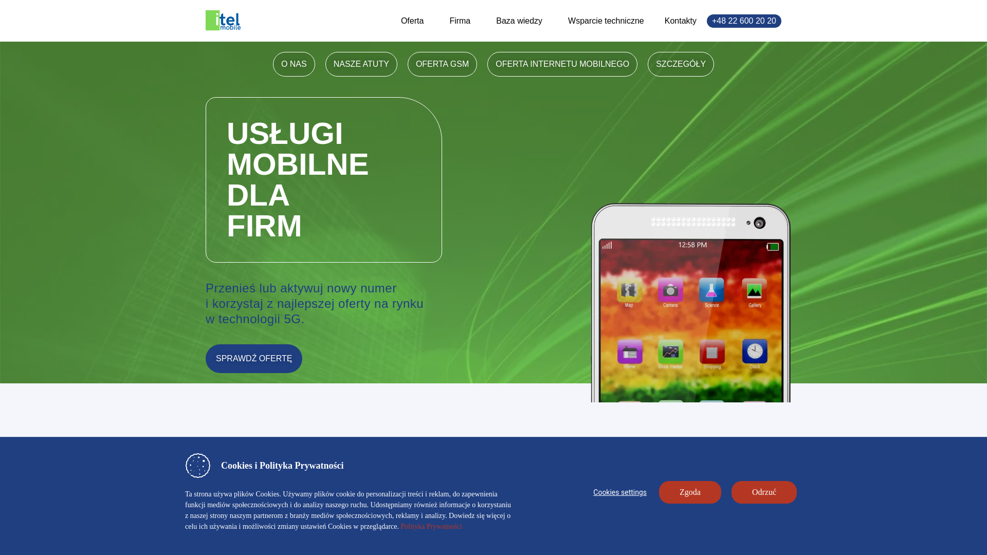 website screenshot of https://itel-mobile.pl/