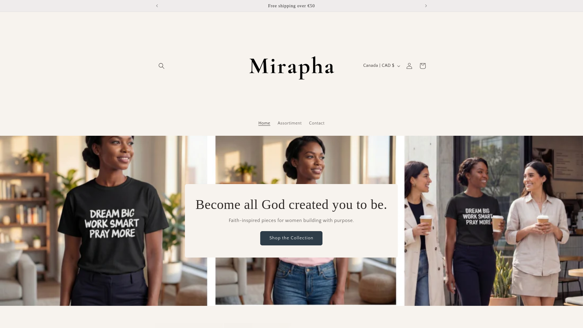 website screenshot of https://mirapha.com/