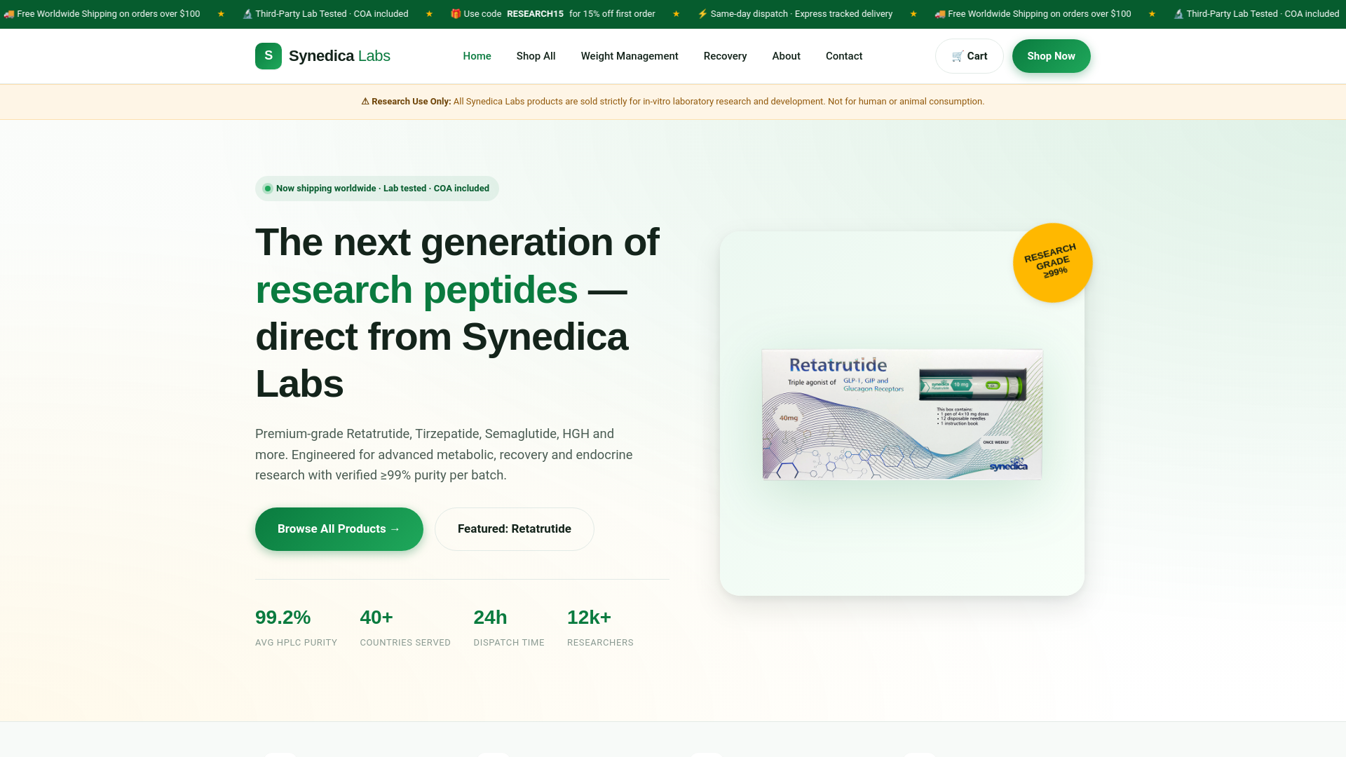 website screenshot of https://synedica-labs.online/