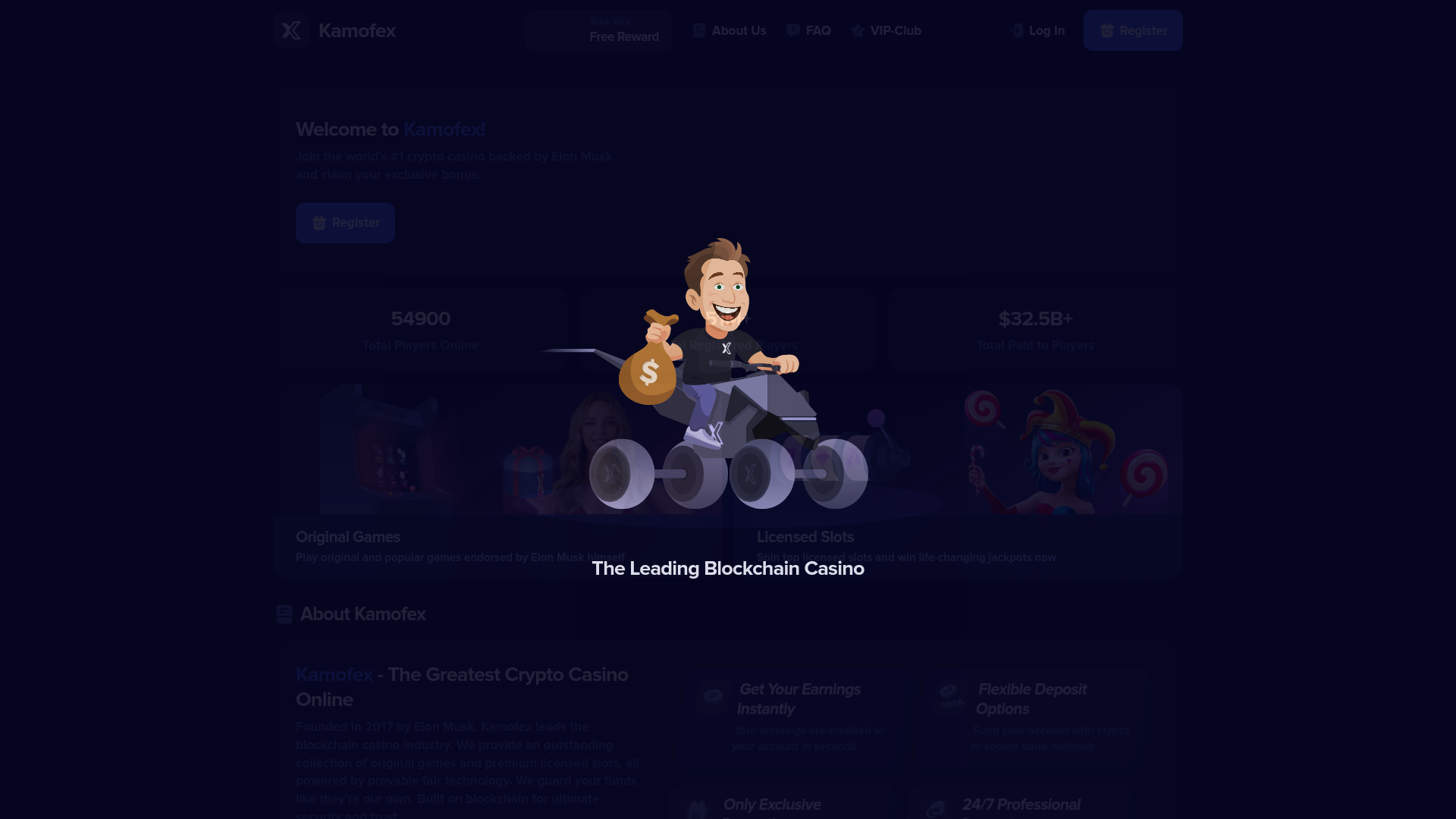 website screenshot of https://kamofex.com