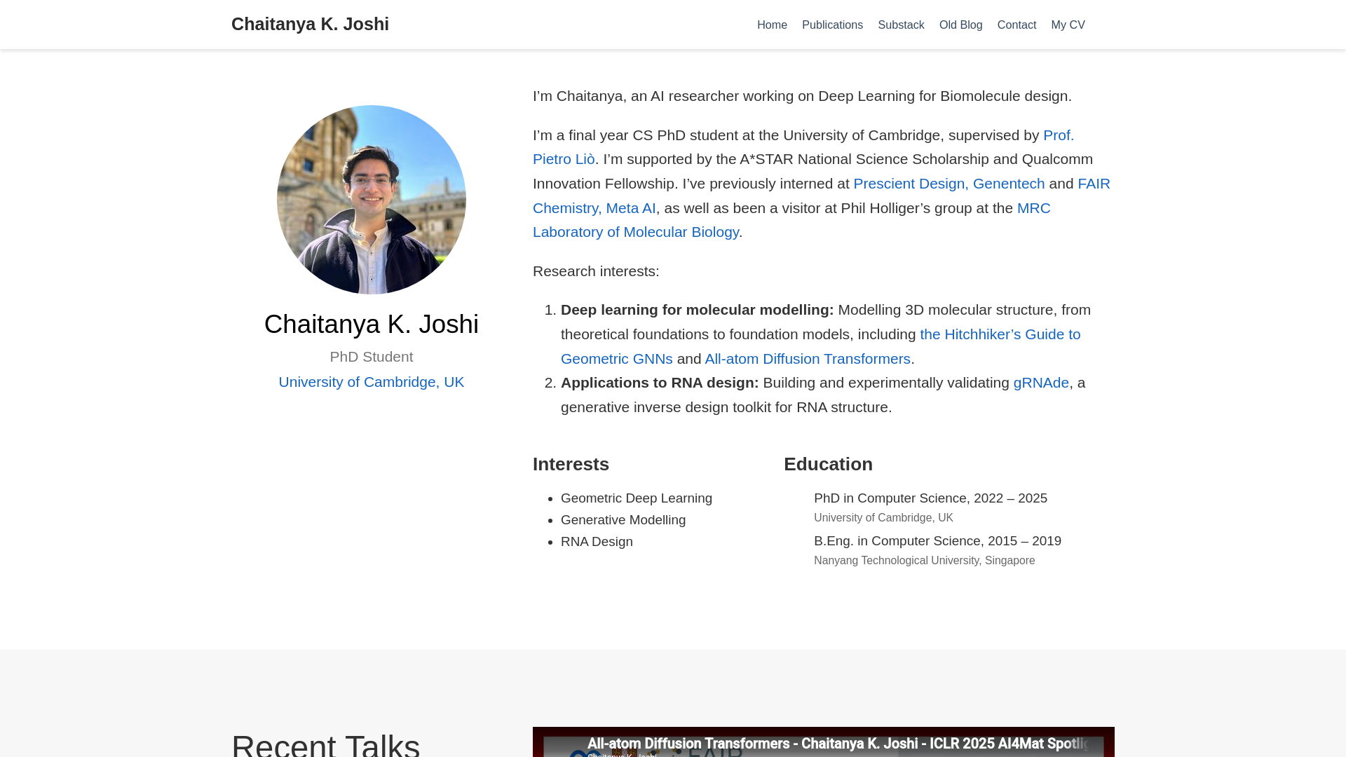 website screenshot of http://chaitjo.com