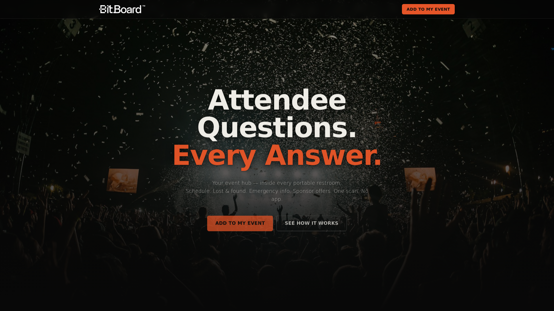 website screenshot of https://bitboard-events.space/