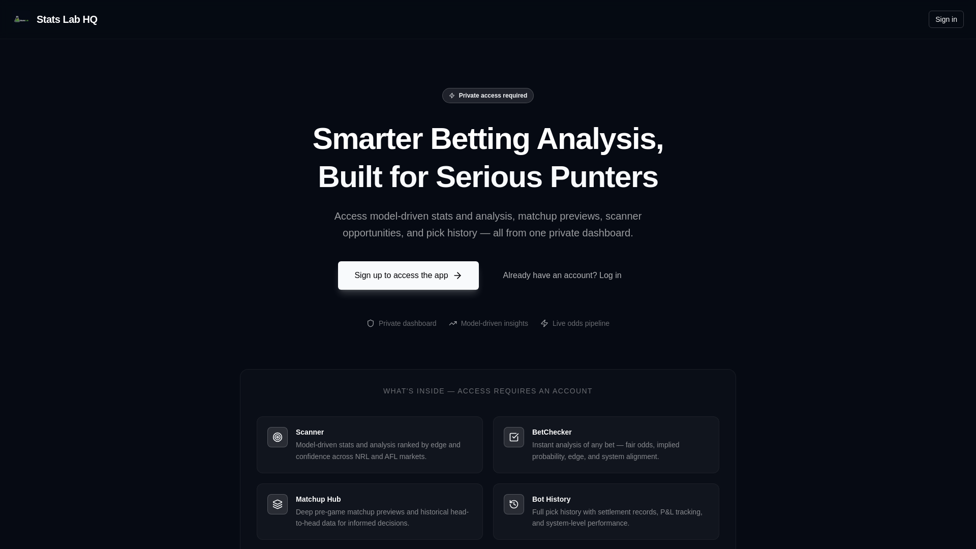 website screenshot of https://statslabhq.com/