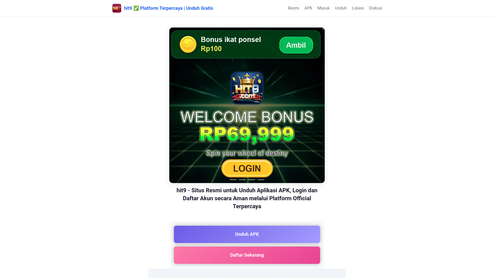 website screenshot of https://hit9aplikasi.com/