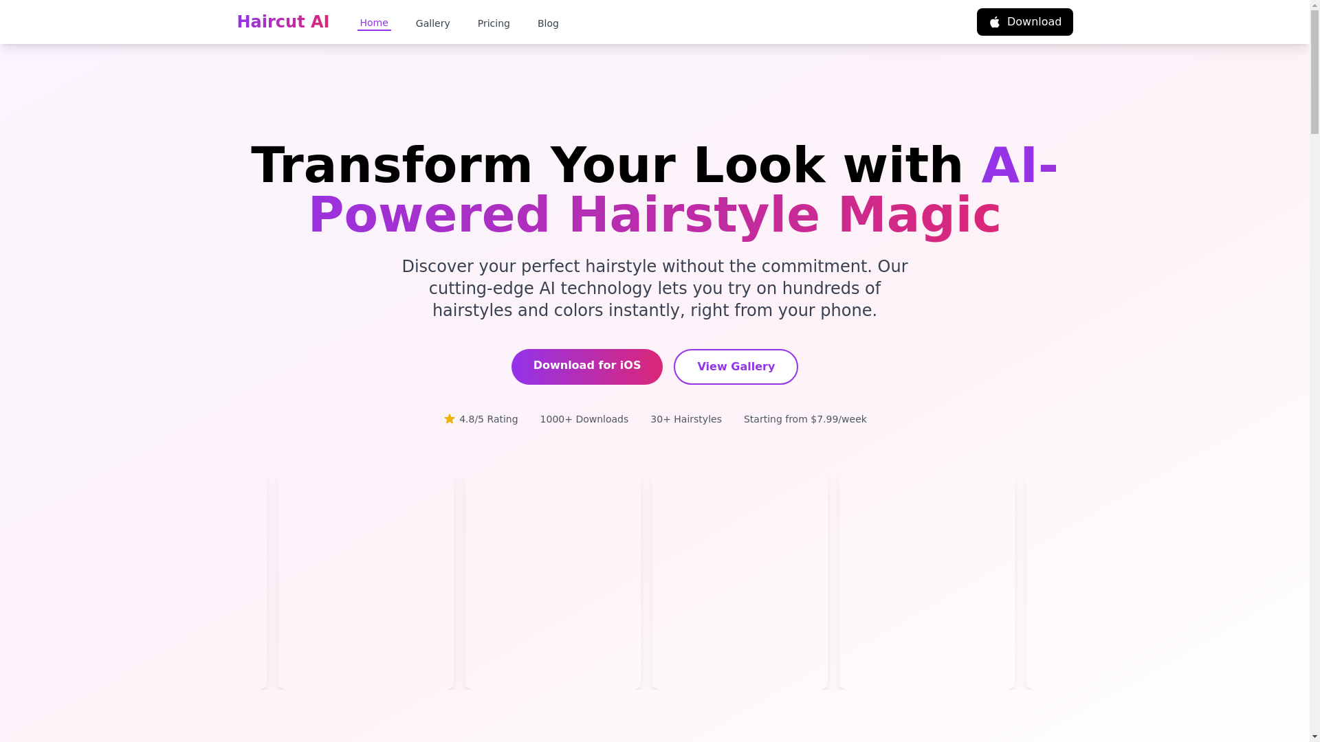 website screenshot of https://hairstyletryon.ai/