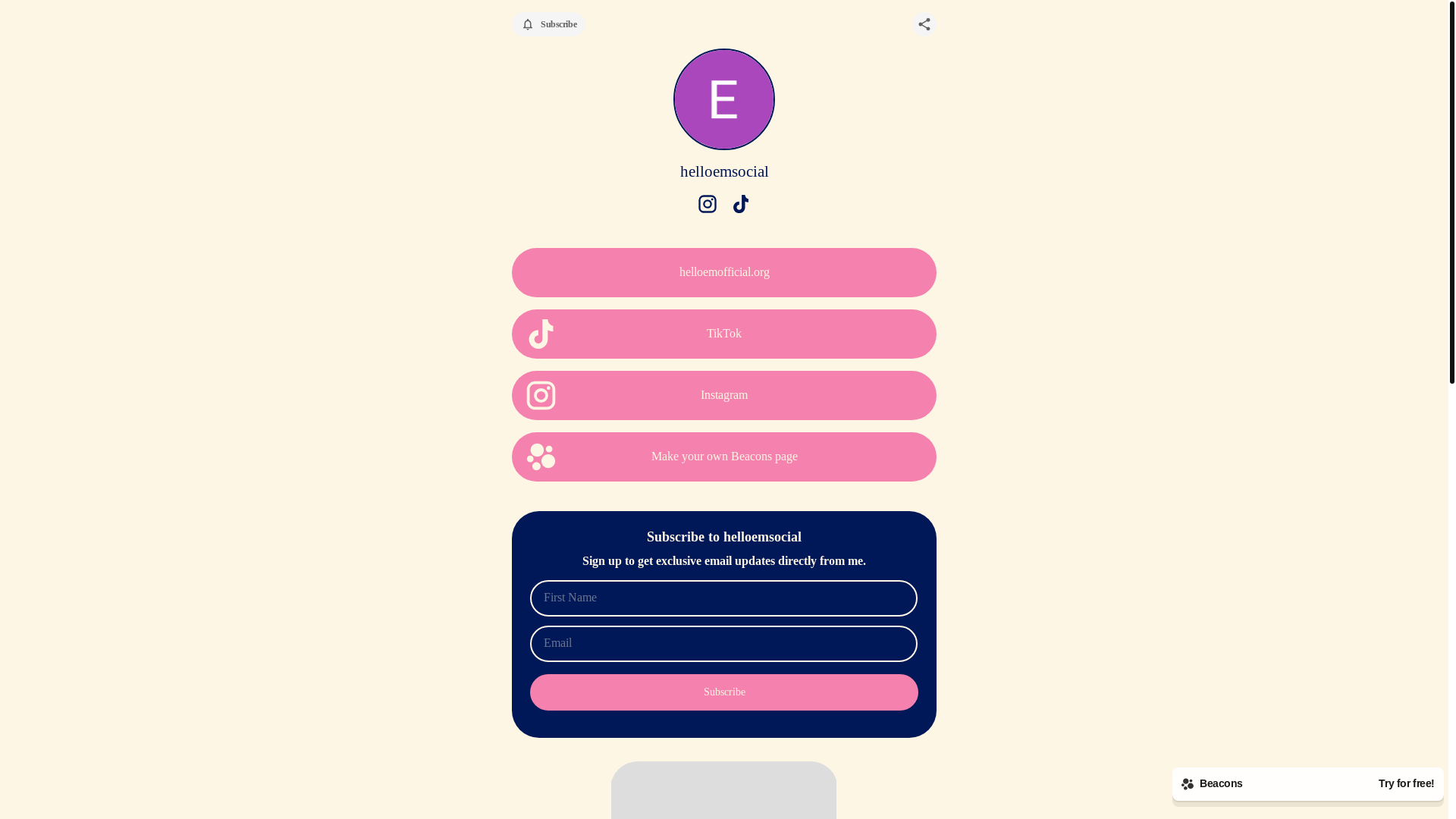 website screenshot of https://helloemsocial.com/