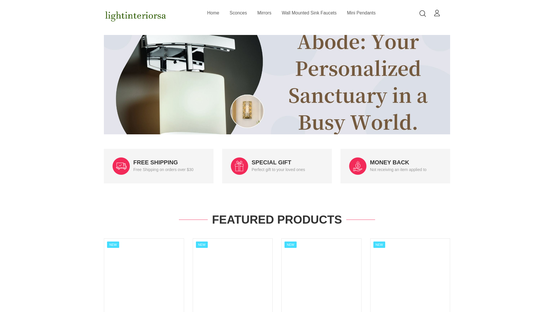 website screenshot of https://lightinteriorsa.com
