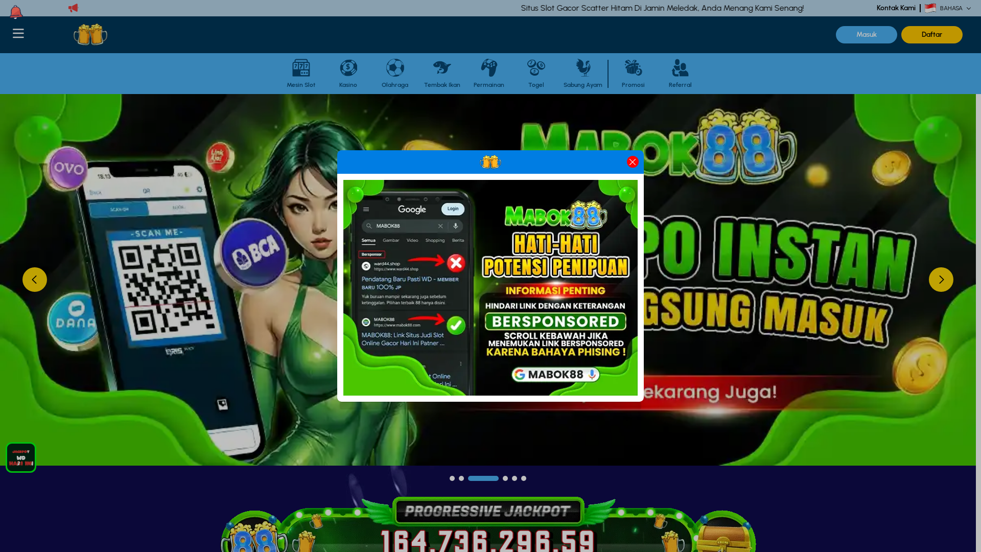 website screenshot of https://mabok88bx.com/