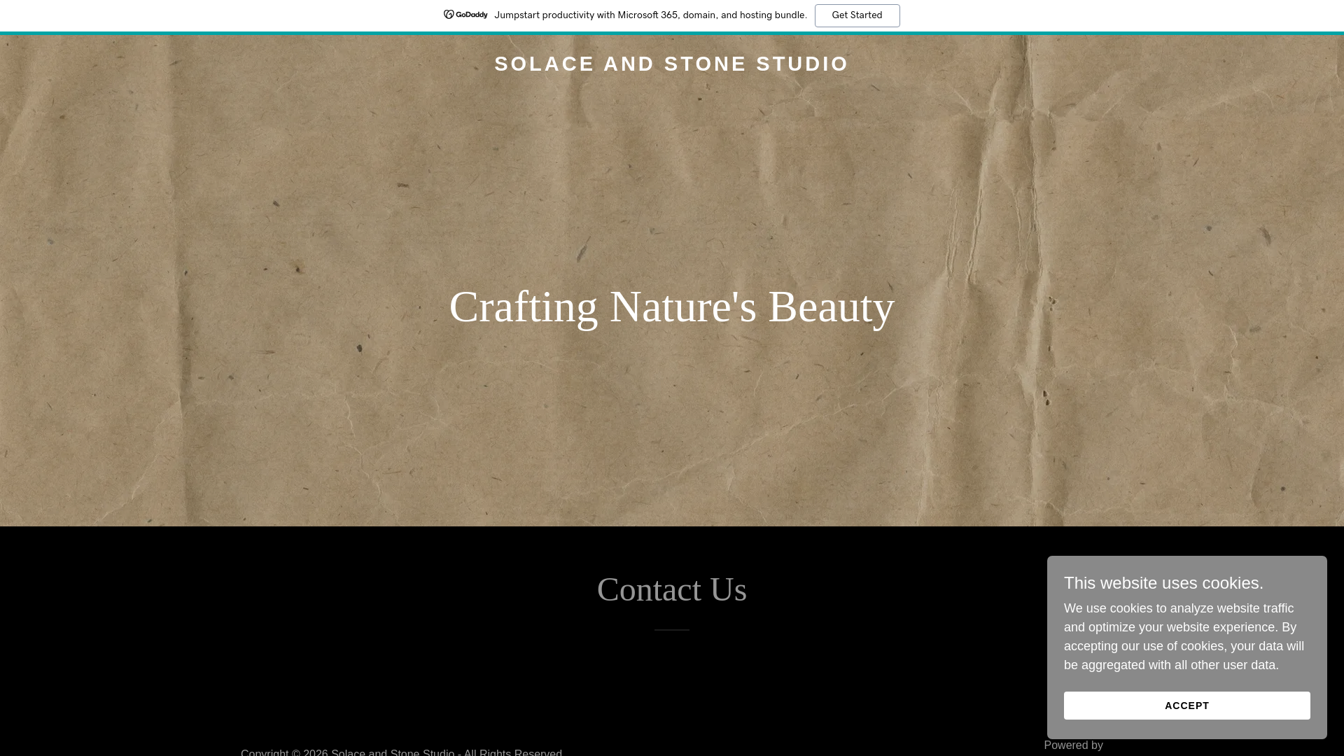 website screenshot of https://solaceandstonestudio.co.za/