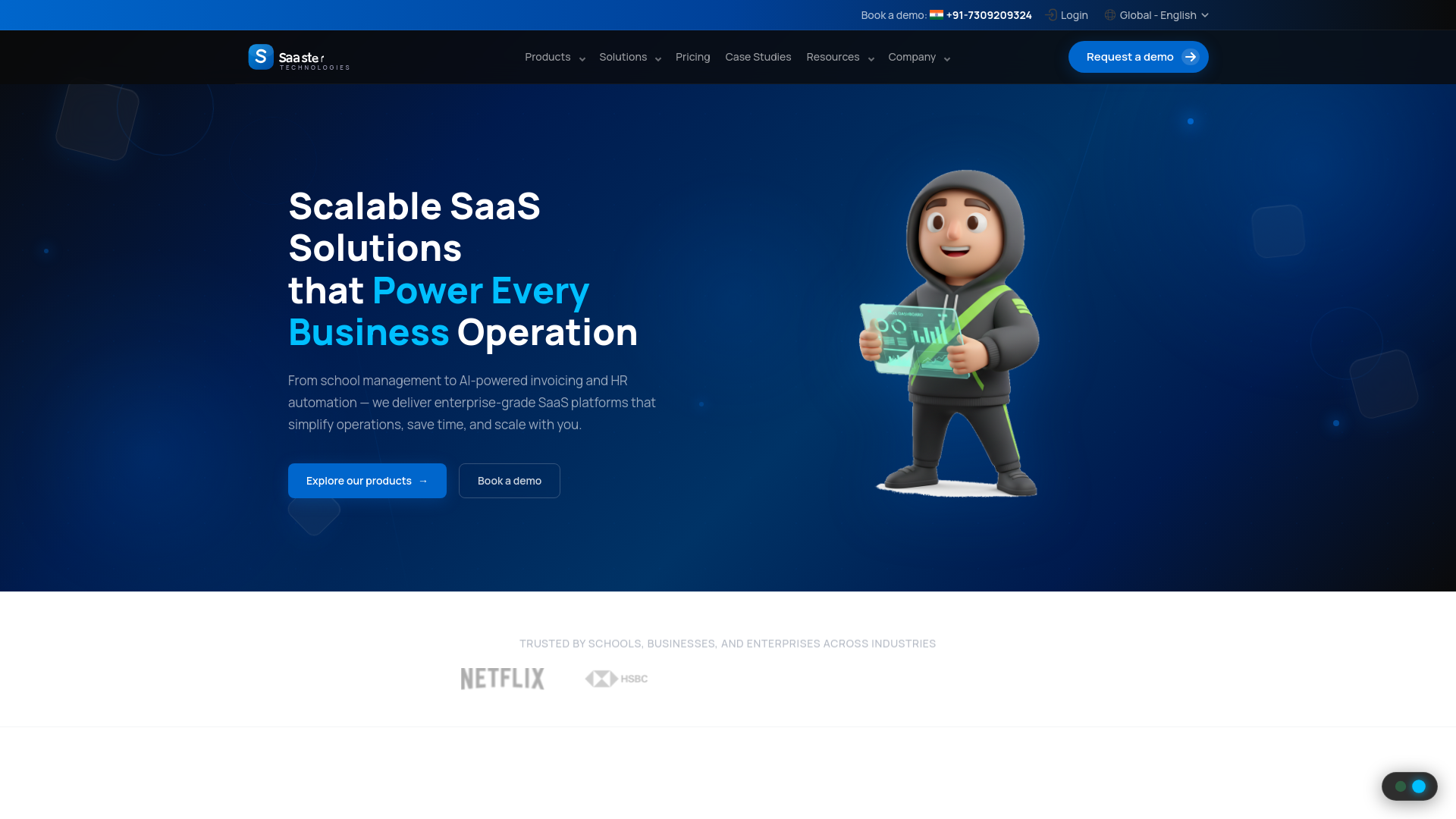website screenshot of https://saastertech.com/
