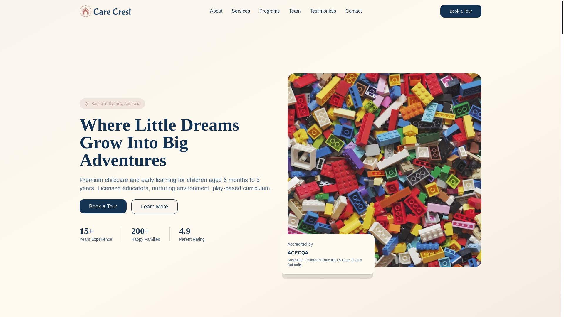 website screenshot of https://carecrestfdc.com/