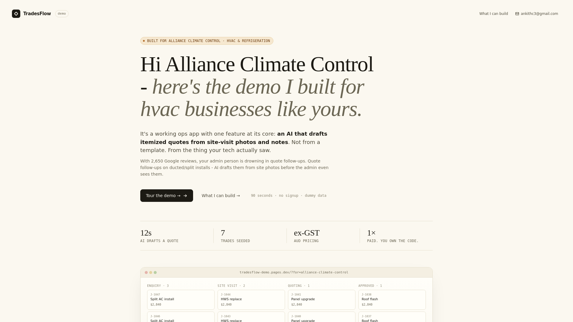 website screenshot of https://tradesflow-demo.pages.dev/