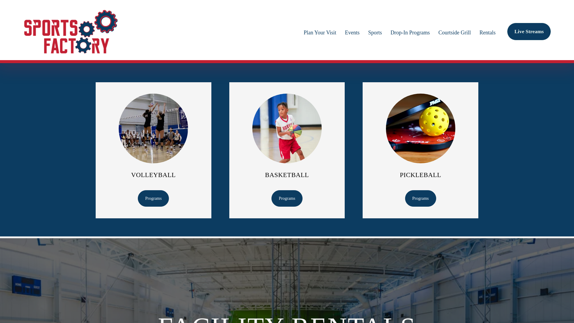 website screenshot of https://sportsfactoryrockford.com