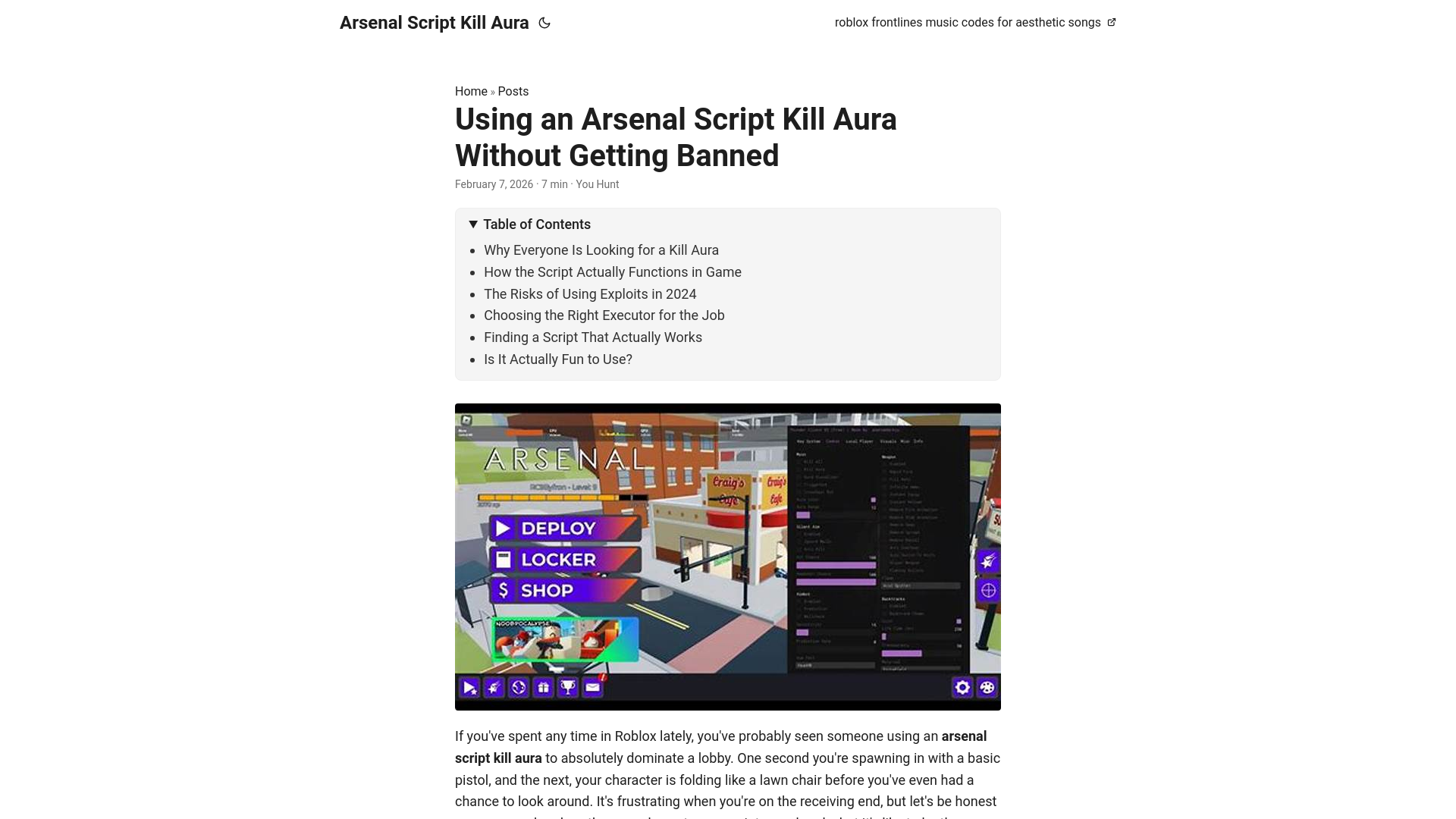website screenshot of https://arsenal-script-kill-aura.pages.dev/