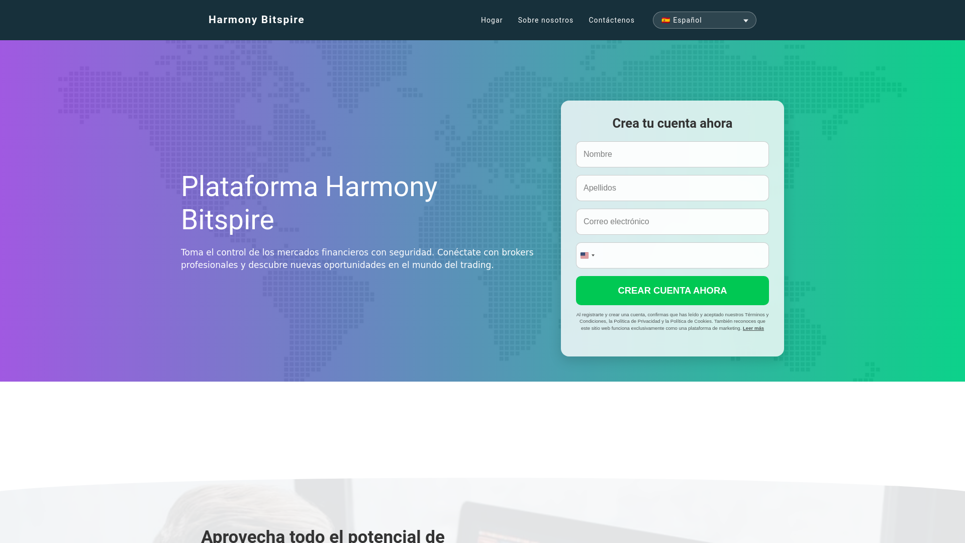 website screenshot of https://harmonybitspire-es.fyi/