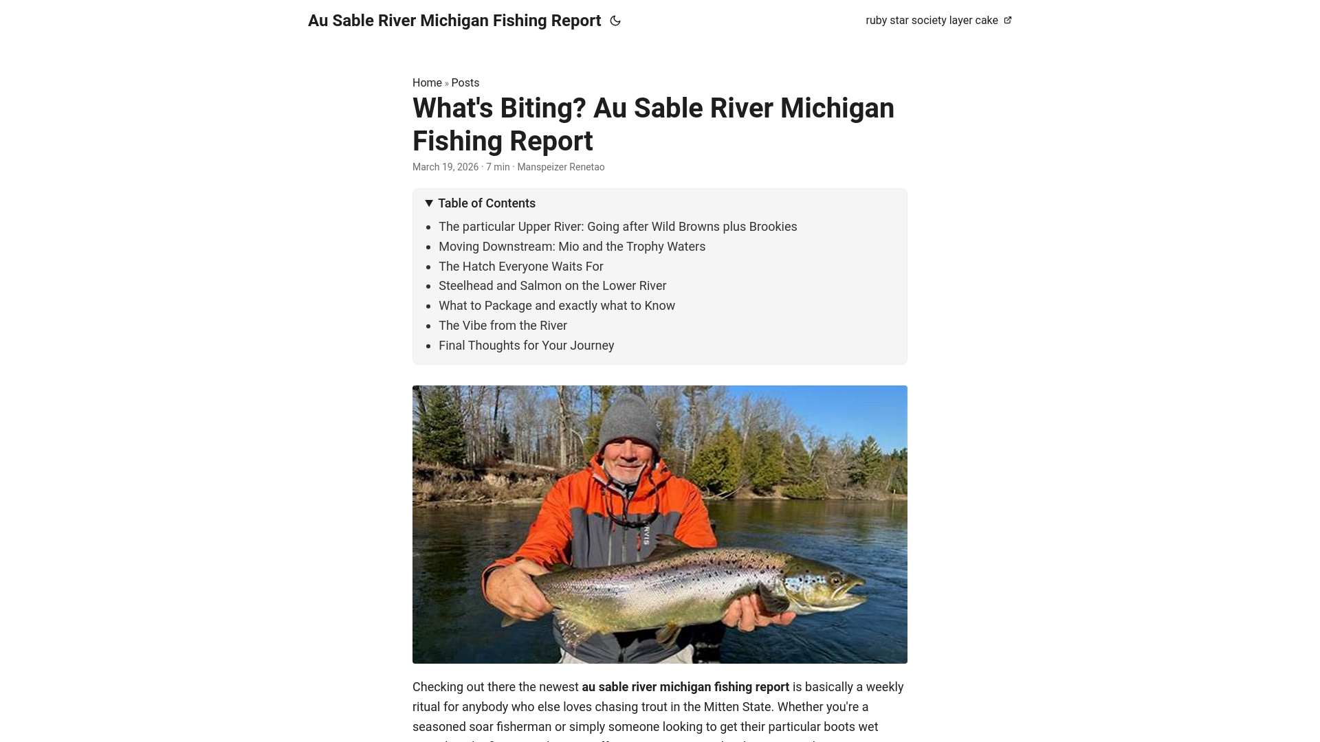 website screenshot of https://au-sable-river-michigan-fishing-report.pages.dev/
