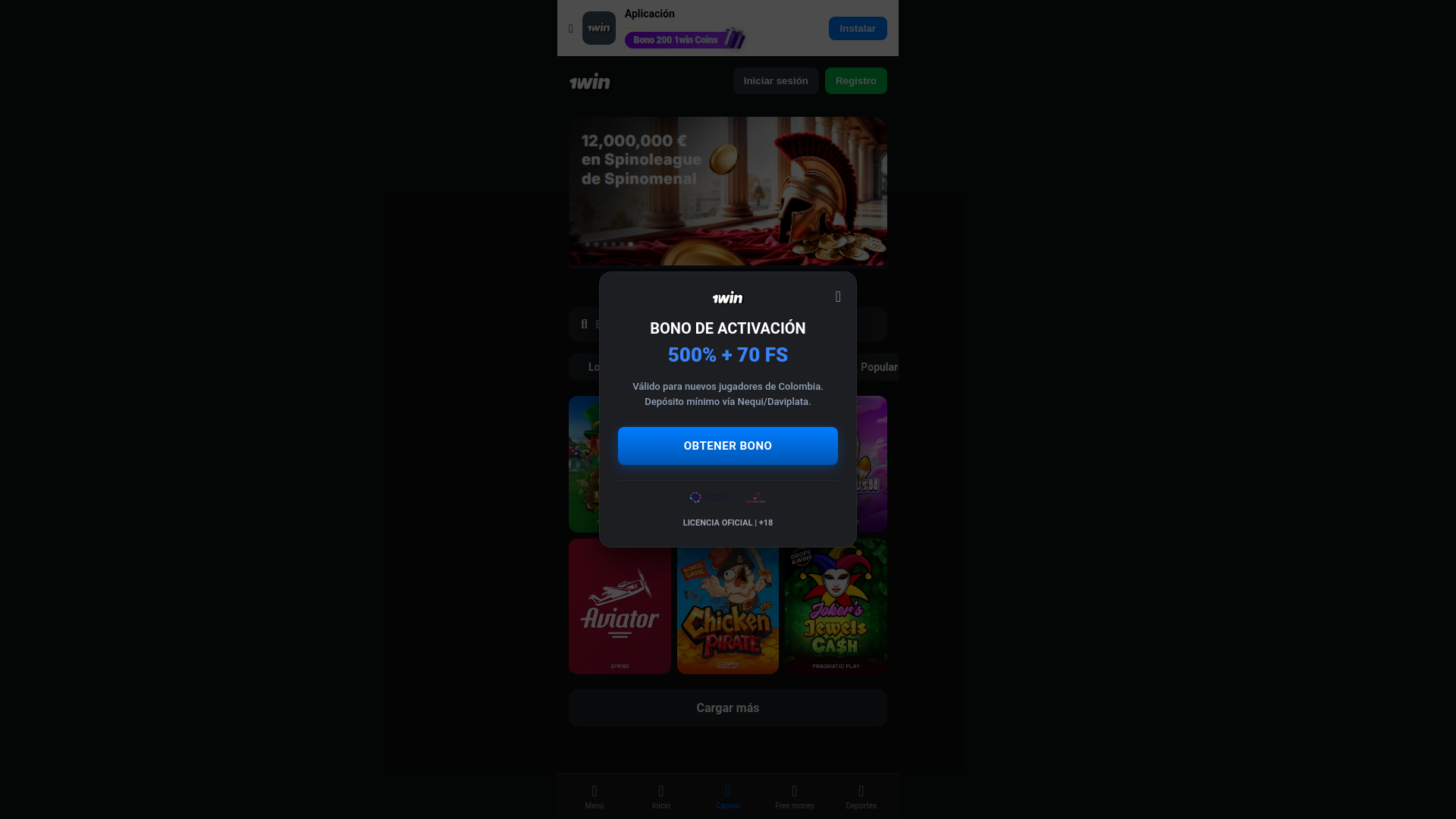 website screenshot of https://onlinecasinoscolombianos.co/