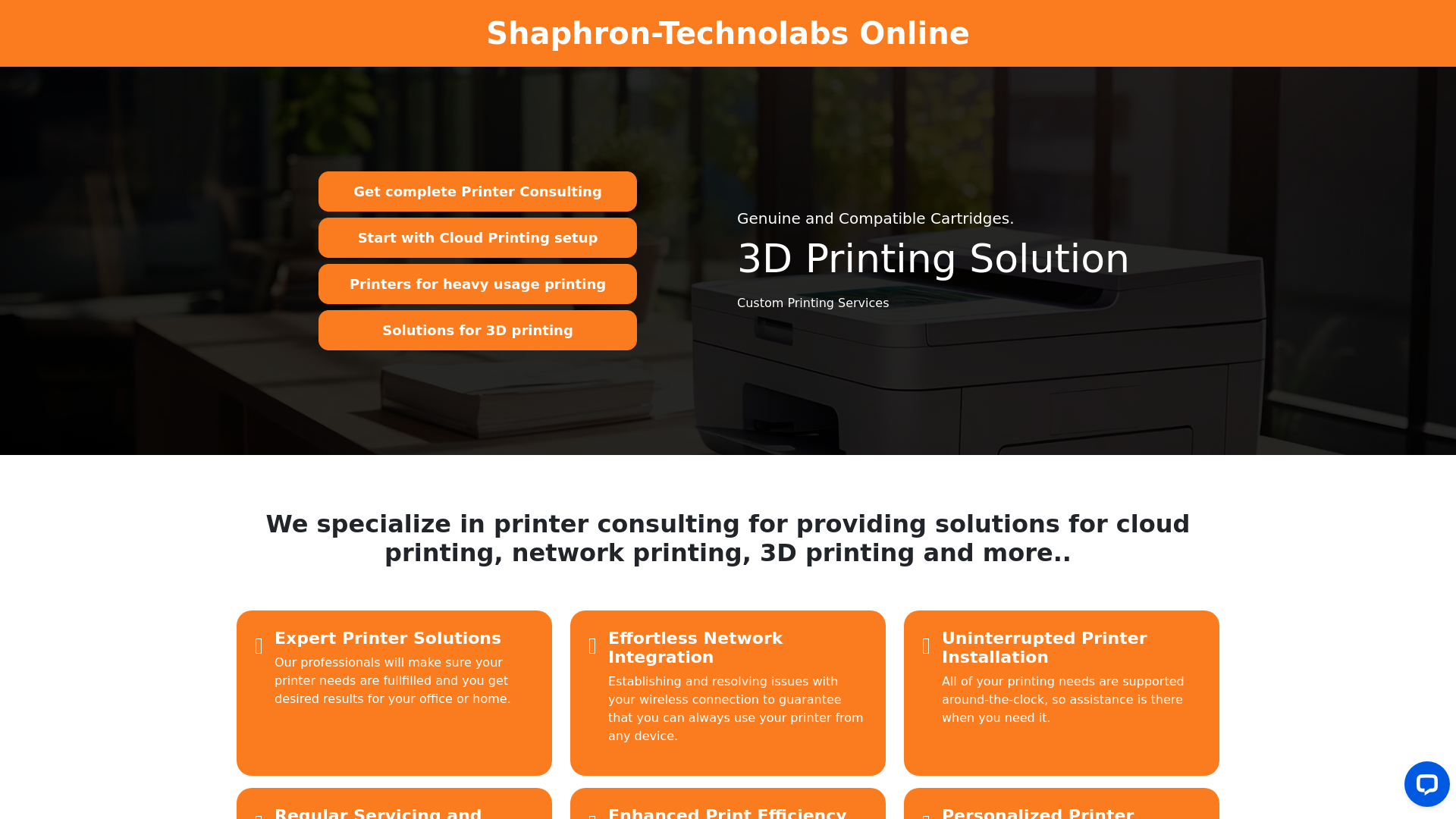 website screenshot of https://shaphron-technolabs.online/