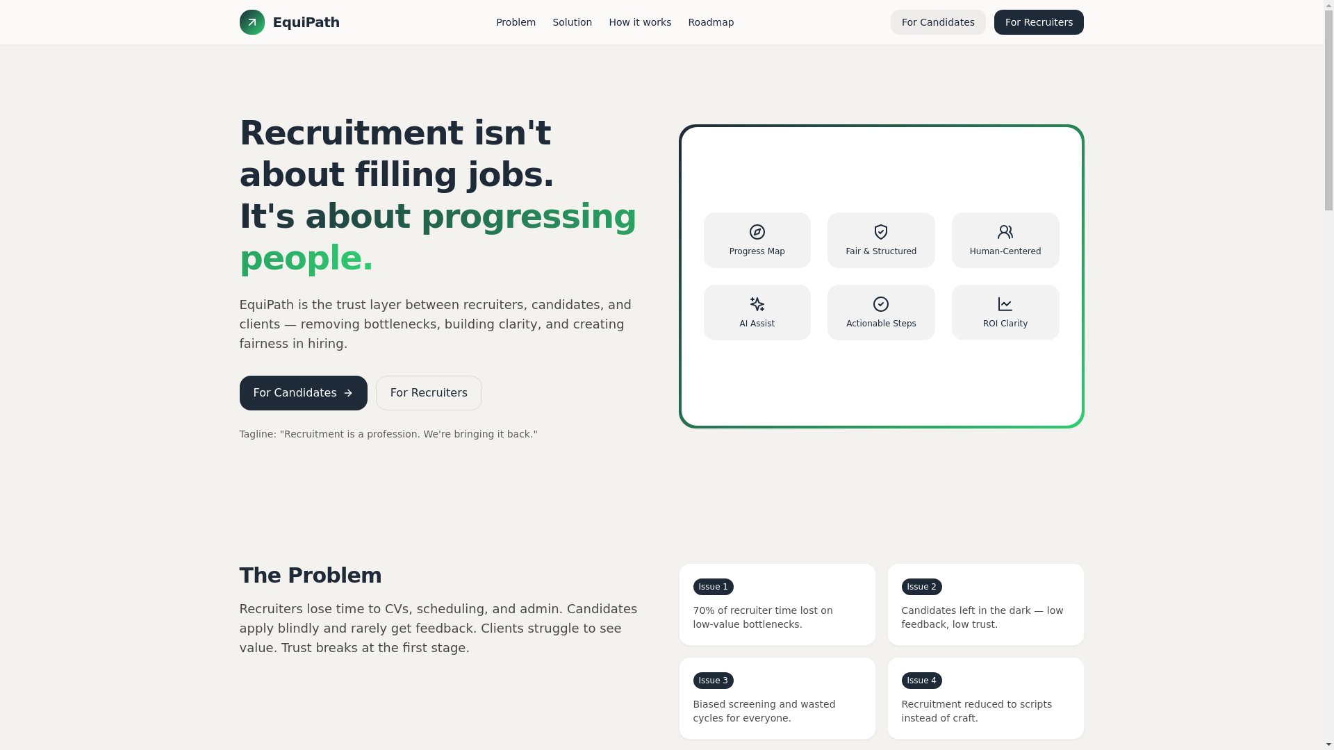 website screenshot of https://equipath.tech/