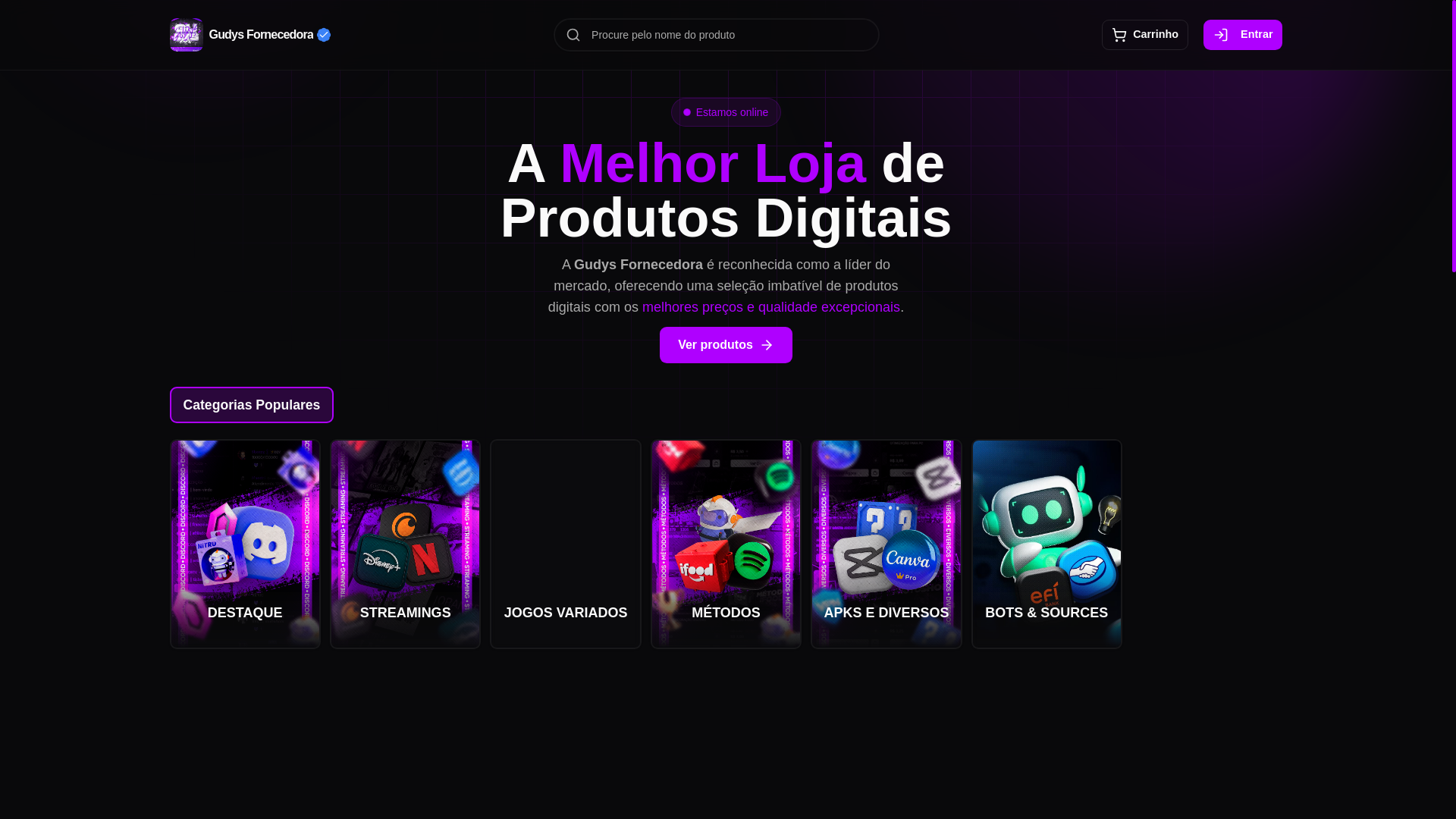 website screenshot of https://gudysfornecedora.com/