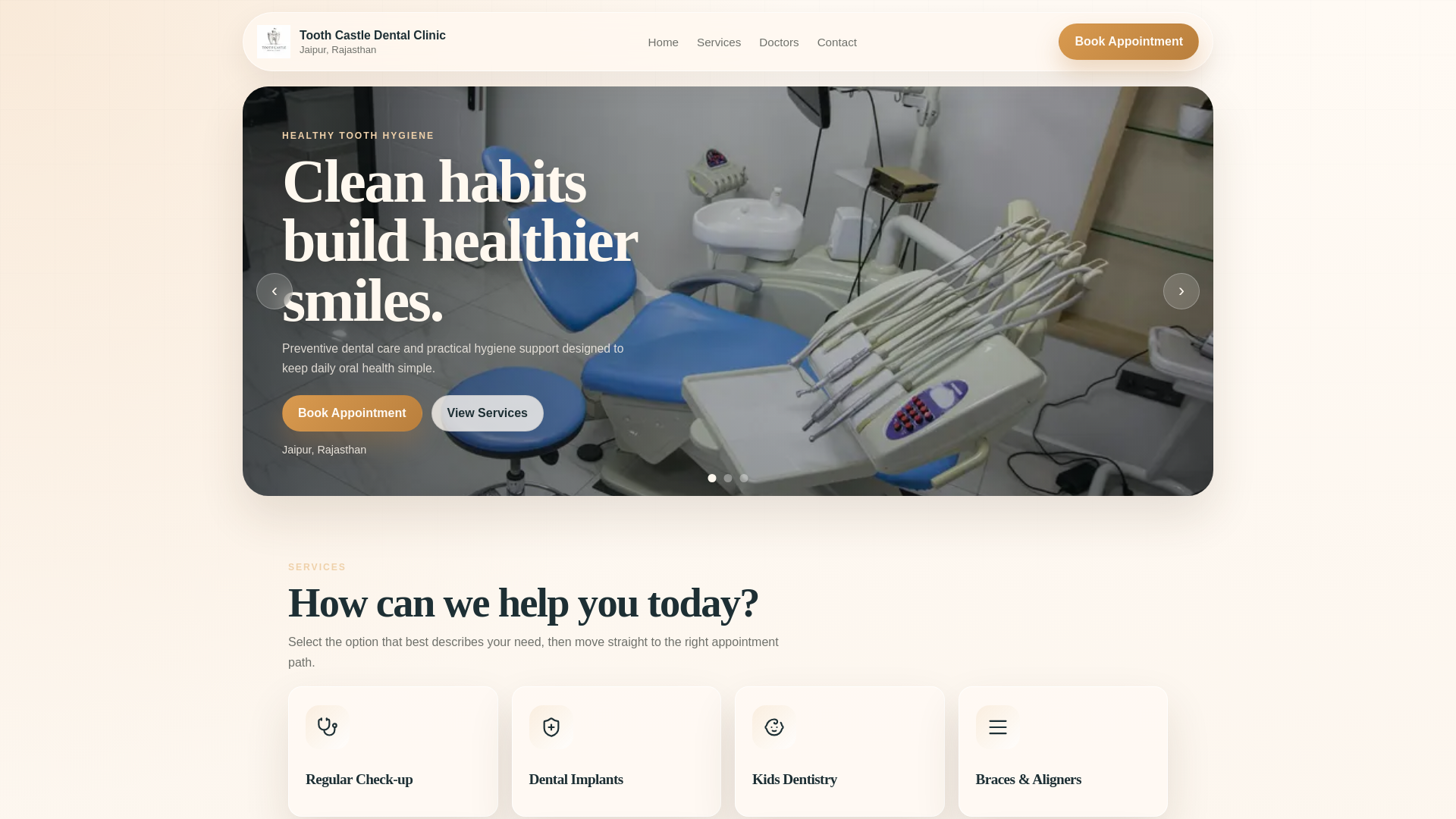 website screenshot of https://toothcastle.in