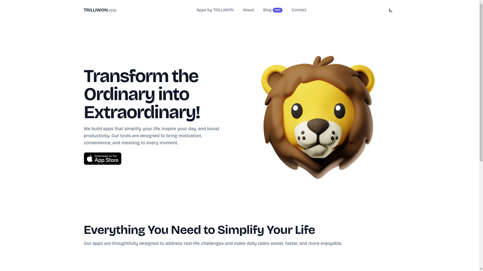 website screenshot of https://trilliwon-com.pages.dev/