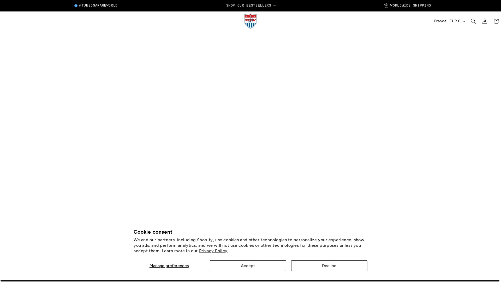 website screenshot of https://tunedgarageworld.com/